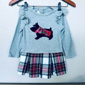 Bonnie Jean Girls Christmas Scottie Dog Plaid Skirt Holiday Dress 6